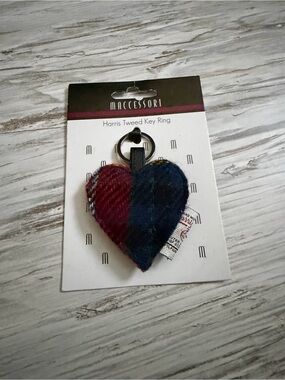 Maccessori Harris Tweed Heart Key Ring - Burgundy & Navy